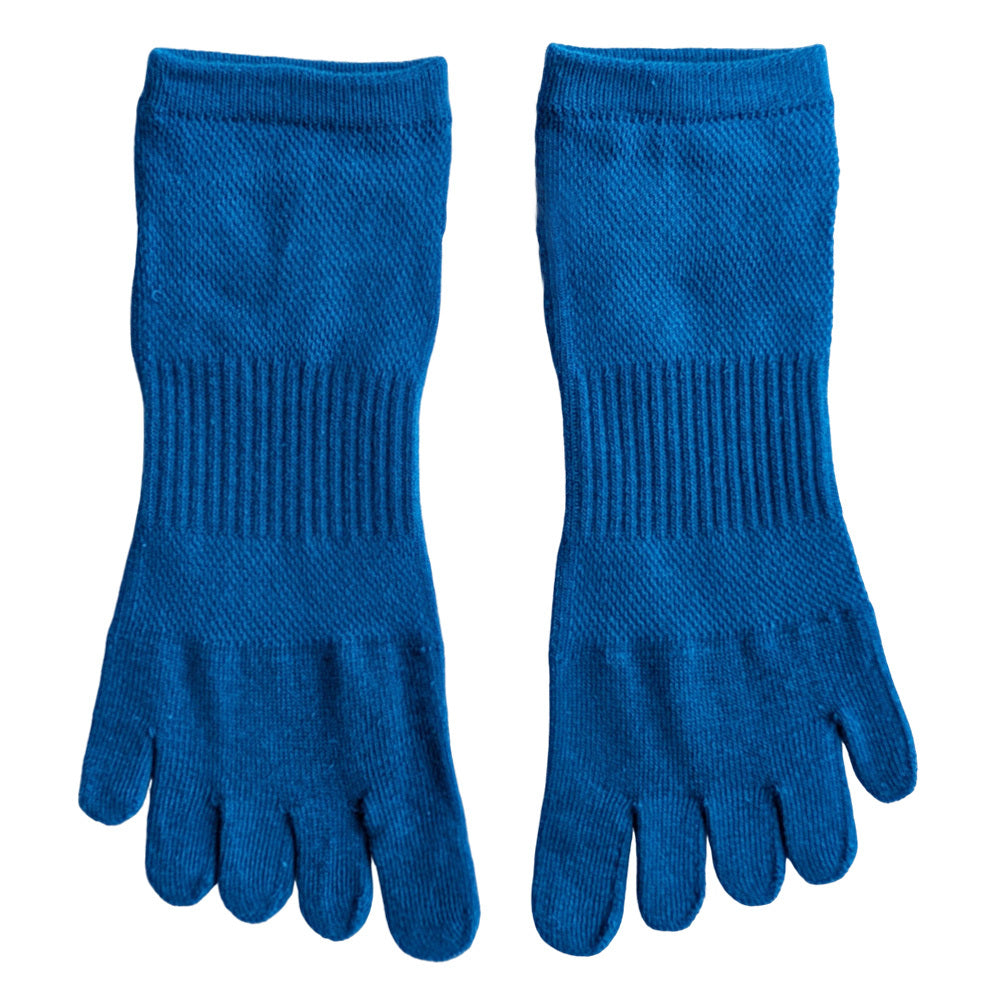 靴下 レディース 5本指 ミドル丈 シンプル サポート付き ソックス スポーツ ランニング 運動 通気性 メッシュ