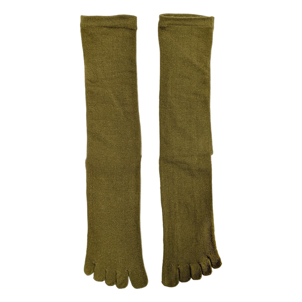 靴下 レディース ソックス 5本指 薄手 クルー丈 通気性 おしゃれ ダークカラー 綿混 肌に優しい シンプル プレゼント ギフト 大人 通年