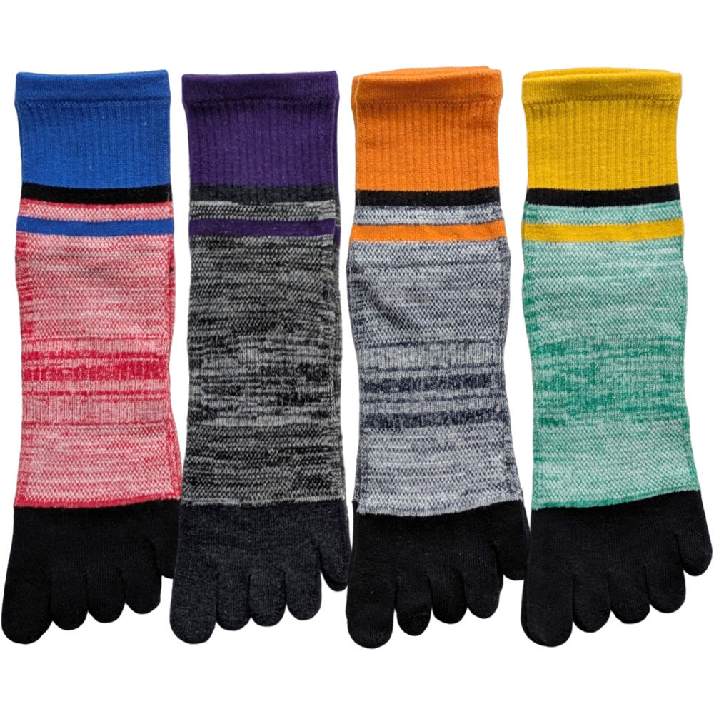 5本指 ソックス 4足セット スポーツ用 靴下 メンズ サポート付き ミドル丈 ランニング ウォーキング ゴルフ フィットネス スポーツジム 25-27cm 27-29cm 大きいサイズ プレゼント ギフト 男性用