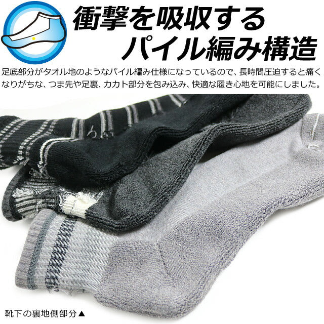 靴下 メンズ ソックス 9足セット / 足底パイル編み ベーシックデザイン くるぶし / 送料無料