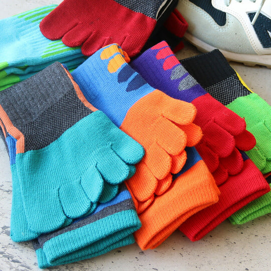 靴下 メンズ 5本指 ソックス 6足セット クルー丈 ワーク&スポーツ サポートゴム付 送料無料