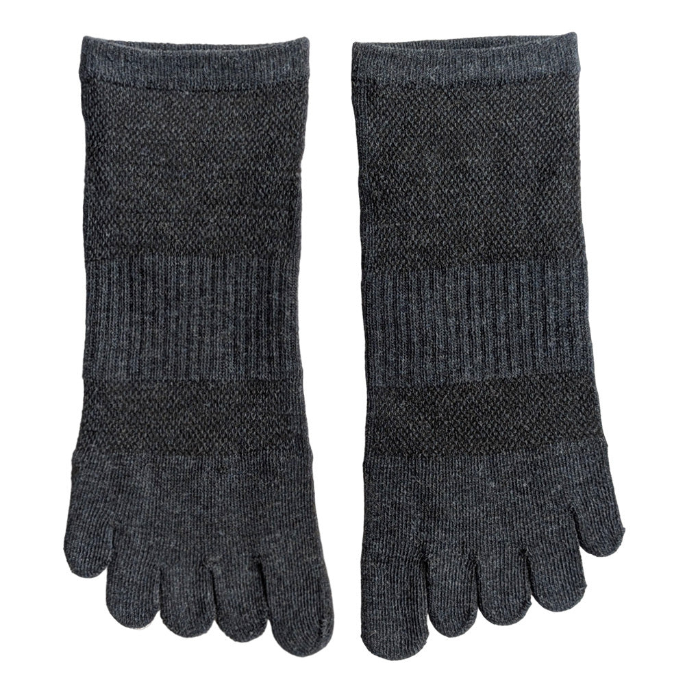 靴下 レディース 5本指 ミドル丈 シンプル サポート付き ソックス スポーツ ランニング 運動 通気性 メッシュ