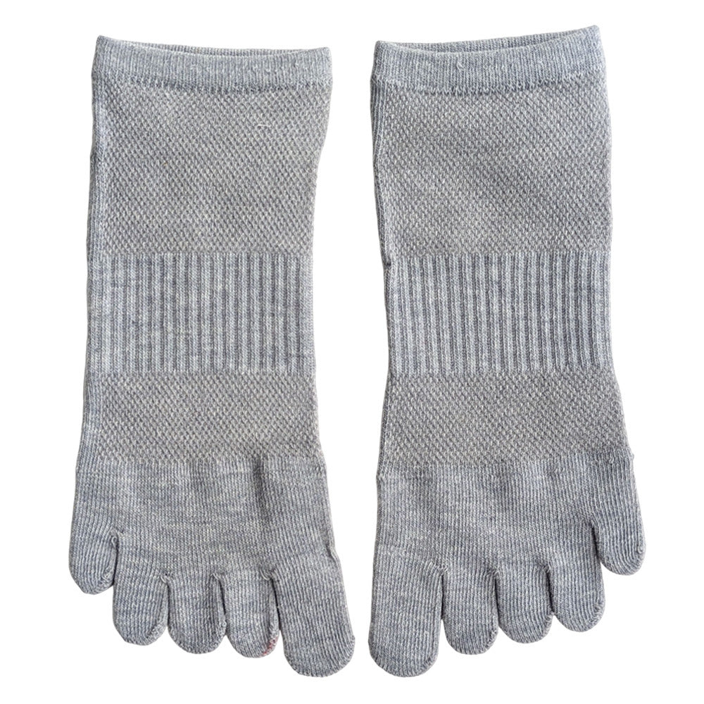 靴下 レディース 5本指 ミドル丈 シンプル サポート付き ソックス スポーツ ランニング 運動 通気性 メッシュ