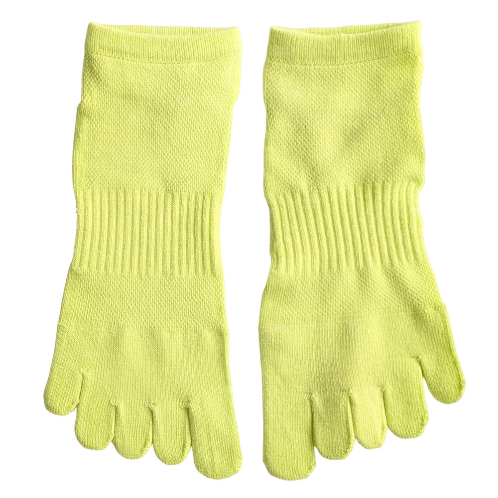 靴下 レディース 5本指 ミドル丈 シンプル サポート付き ソックス スポーツ ランニング 運動 通気性 メッシュ