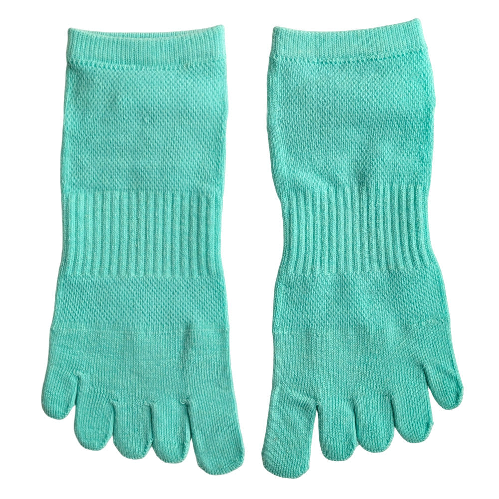 靴下 レディース 5本指 ミドル丈 シンプル サポート付き ソックス スポーツ ランニング 運動 通気性 メッシュ