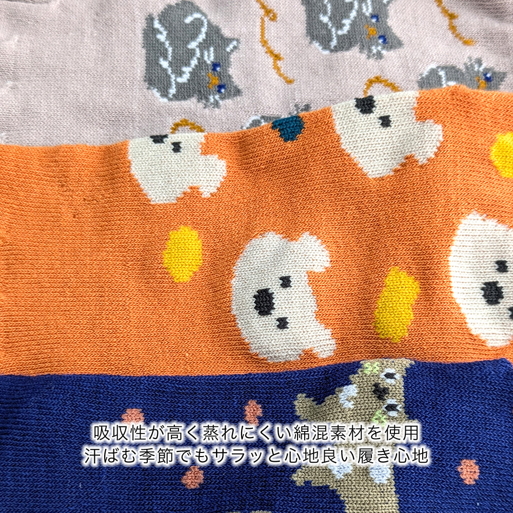 5本指ソックス レディース 6足セット 猫柄 かわいい 靴下 くるぶし丈 綿混 蒸れにくい 通気性 カジュアル アニマル柄 おしゃれ 23-25cm