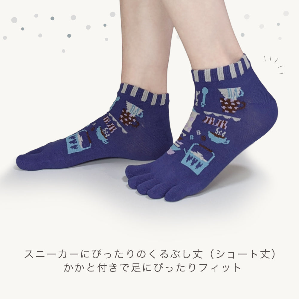 5本指 ソックス レディース 6足セット ショート丈 くるぶし丈 北欧柄 蒸れにくい ランニング 外反母趾 通年 脱げにくい スポーツ オシャレ かわいい 雑貨柄