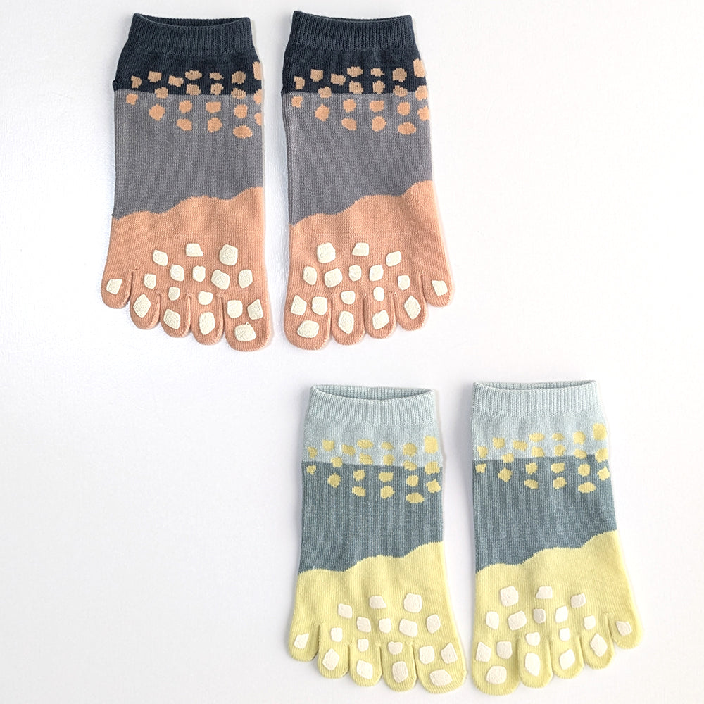 5本指ソックス レディース 6足セット 綿混 くるぶし 幾何学 蒸れにくい スニーカー丈 かわいい おしゃれ ニュアンスカラー スポーツ ギフト プレゼント まとめ買い