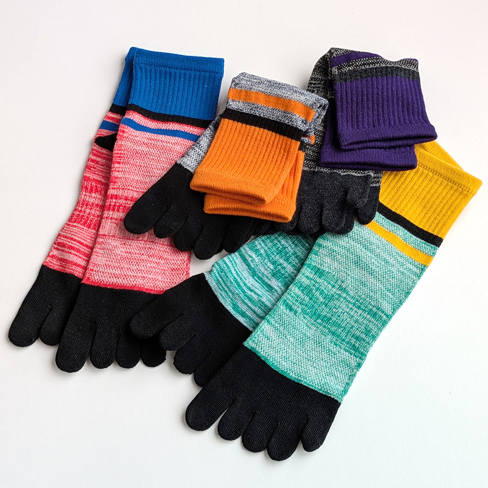 5本指 ソックス 4足セット スポーツ用 靴下 メンズ サポート付き ミドル丈 ランニング ウォーキング ゴルフ フィットネス スポーツジム 25-27cm 27-29cm 大きいサイズ プレゼント ギフト 男性用