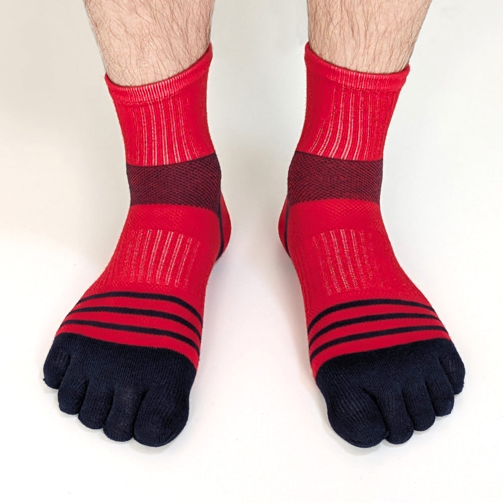 5本指 靴下 メンズ 4足セット スポーツ用 五本指 ソックス サポート付き ミドル丈 ランニング ウォーキング サイクリング ゴルフ フィットネス スポーツジム 25-27cm 27-29cm 大きいサイズ プレゼント ギフト 男性用